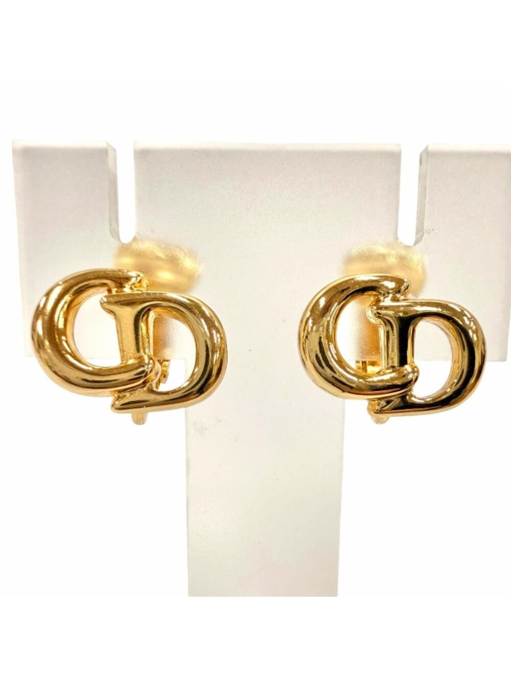 Dior Vintage CD Logo Earrings for Both Ears Gold